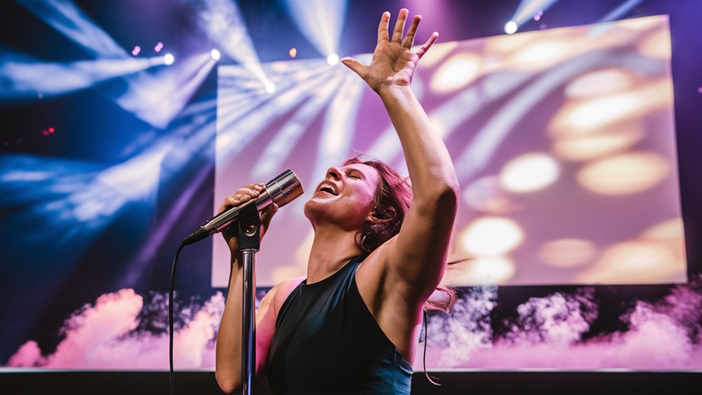 sing confidently for the crowd